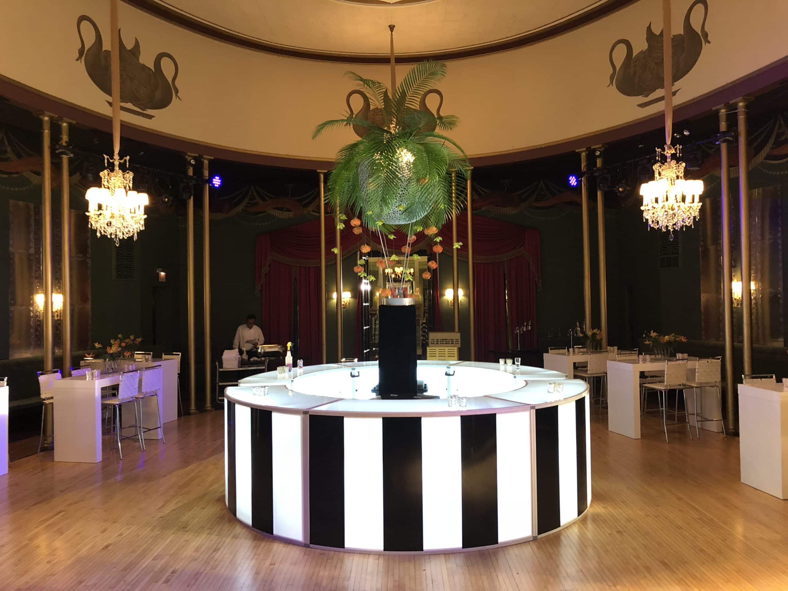 round led bar event rental with branding in chicago
