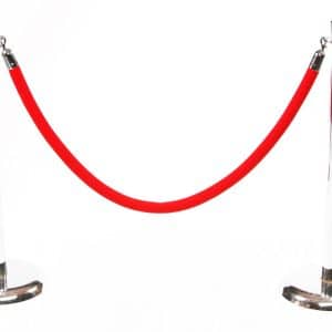 CHROME STANCHIONS AND RED ROPE