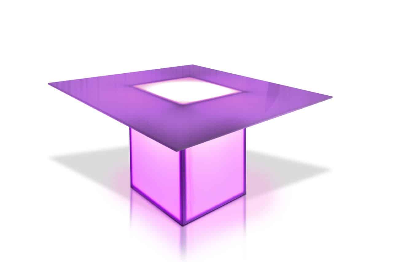 WHITE ACRYLIC LED SQUARE TABLE Modern Event Rental
