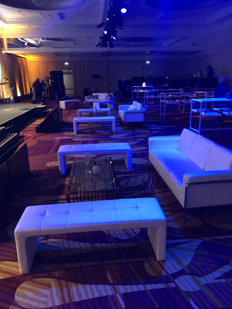 White lounge furniture for corporate events-Modern Event Rental