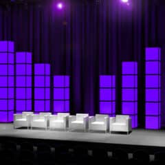 corporate stage sets using scenic cubes