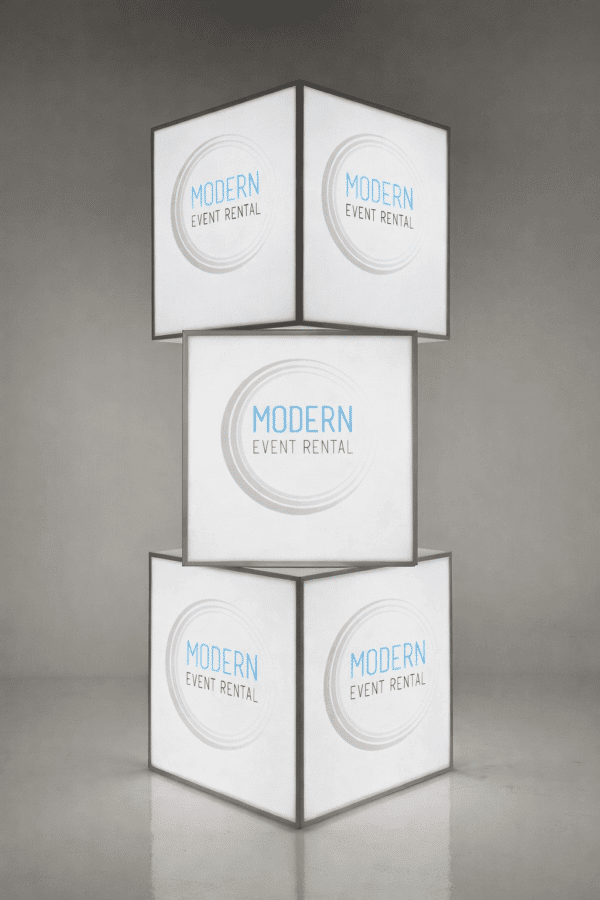 3FT ILLUMINATED ACRYLIC CUBE 2 LED CUBES WITH LOGO