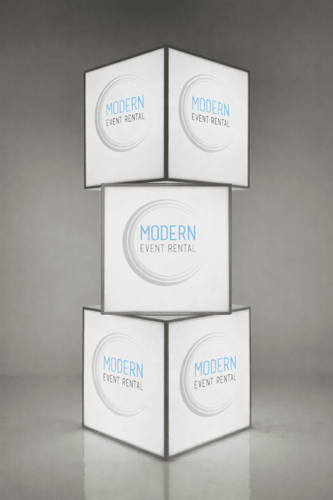 branded led cubes stacked for event rentals
