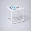 WHITE CLUB END TABLE WITH BRANDING
