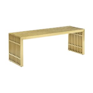 Monty gold gridwork bench ottoman