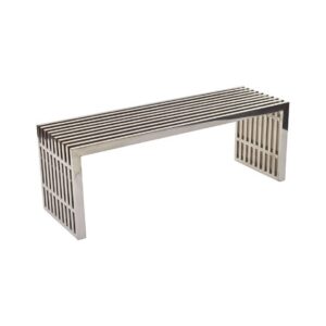 Monty silver gridwork bench ottoman