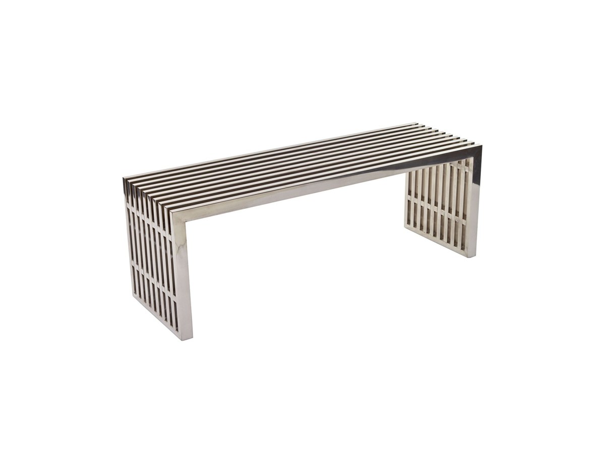 Monty silver gridwork bench ottoman