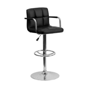 Stella black quilted bar stool with arms
